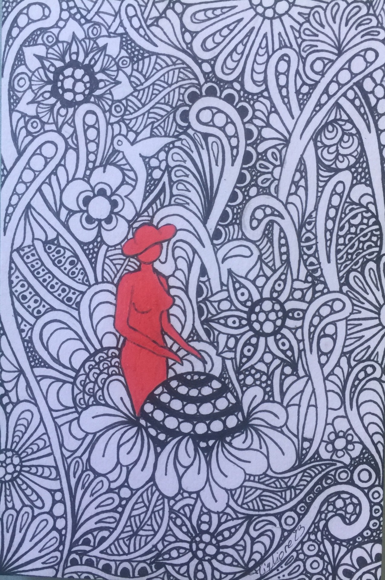 femme au colibris